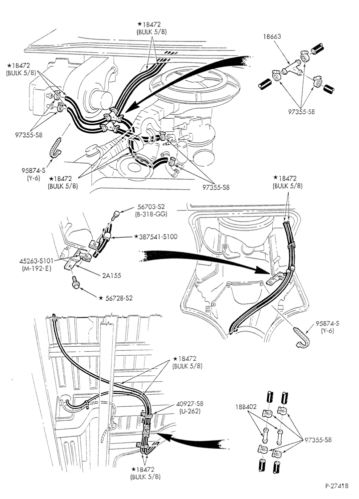 HEATER HOSES & TUBES-8 cyl. - 5.8L - w/o A/C - w/aux. heat - exc. California - S.W.B.-E