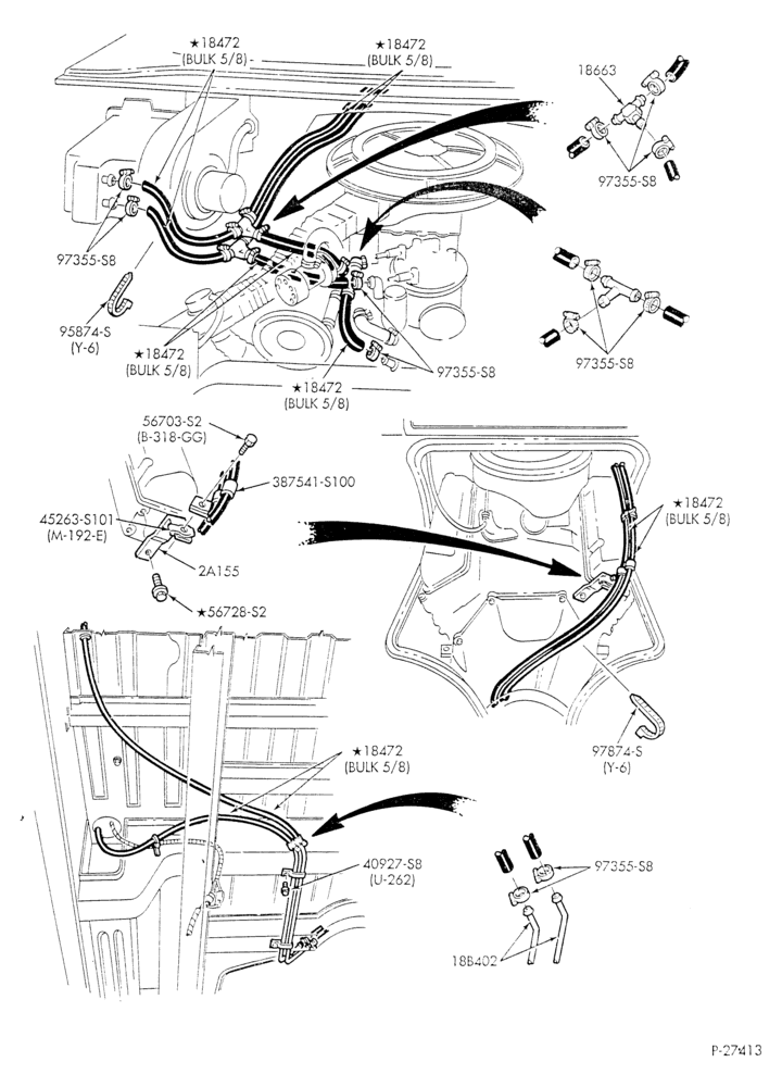 HEATER HOSES & TUBES-8 cyl. - 5.0L & 5.8L - w/o A/C - w/aux. heat - California - L.W.B.-E