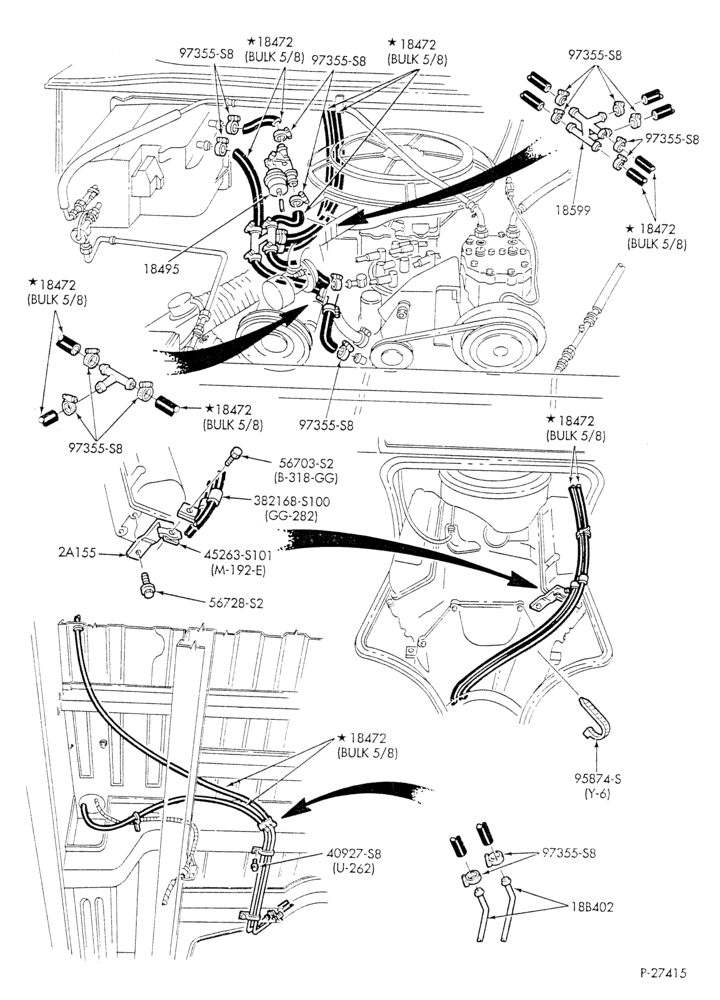 HEATER HOSES & TUBES-8 cyl. - 5.0L - w/A/C - w/aux. heat - California - L.W.B.-E