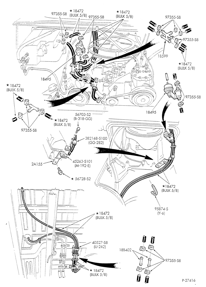 HEATER HOSES & TUBES-8 cyl. - 5.0L - w/aux. A/C - w/aux. heat - California - S.W.B.-E