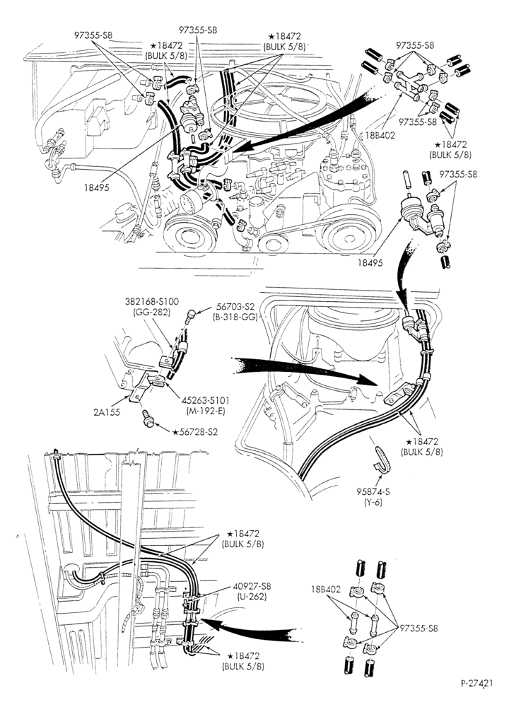 HEATER HOSES & TUBES-8 cyl. - 5.8L - w/aux. A/C - w/aux. heat - exc. California - S.W.B.-E