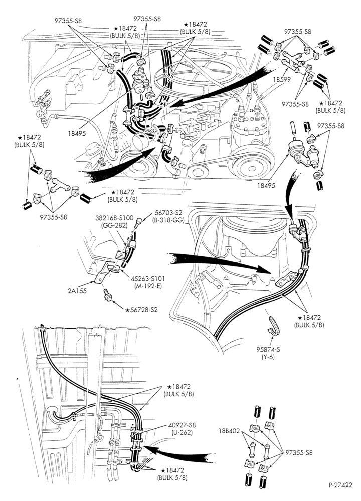 HEATER HOSES & TUBES-8 cyl. - 5.8L - w/aux. A/C - w/aux. heat - California - S.W.B.-E