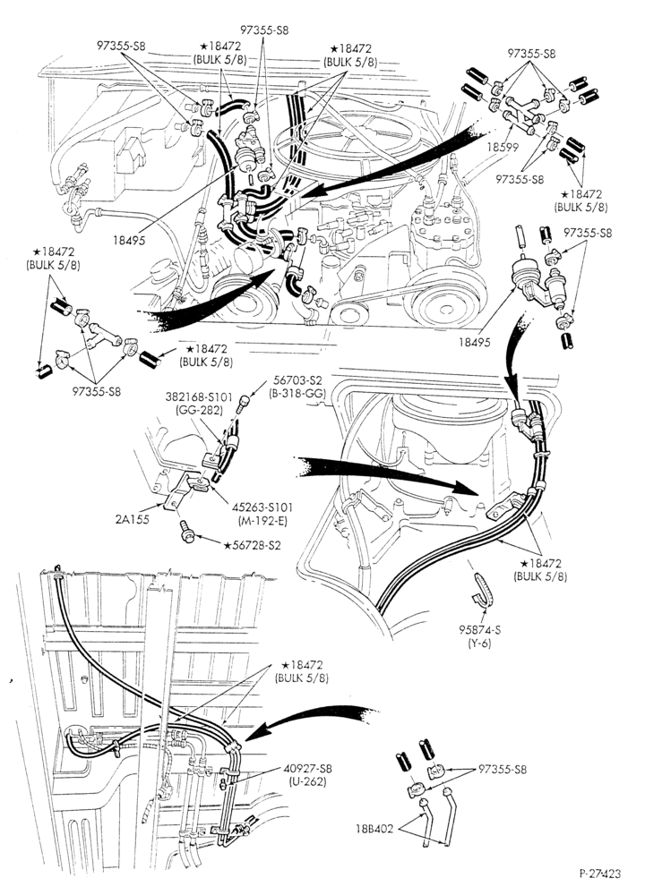 HEATER HOSES & TUBES-8 cyl. - 5.8L - w/aux. A/C - w/aux. heat - California - L.W.B.-E