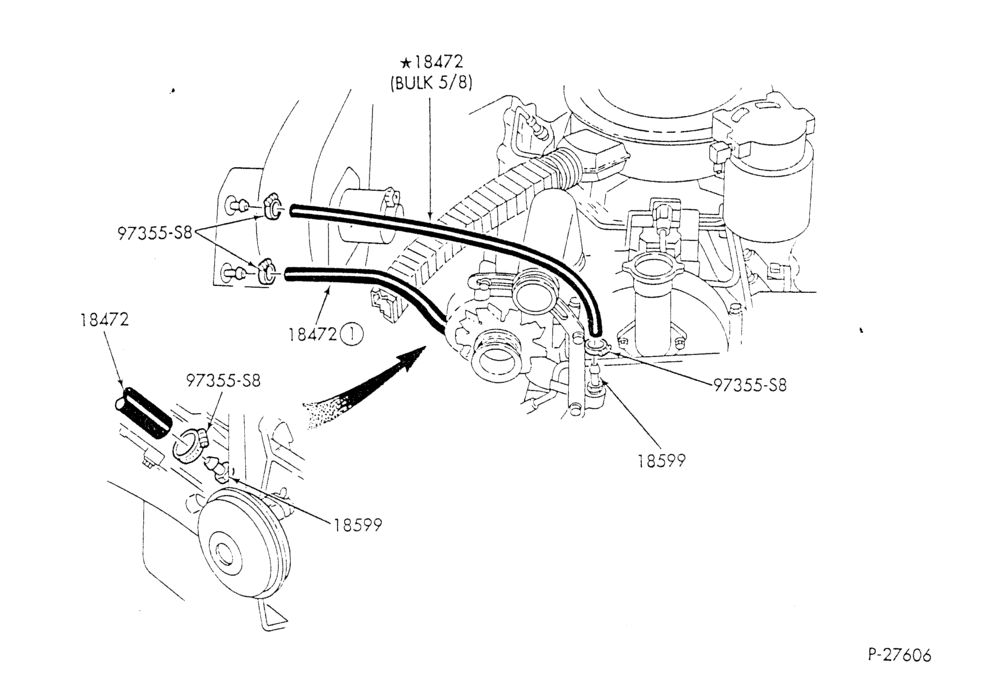 HEATER HOSES & TUBES-8 cyl. - 6.9L - w/o A/C - w/o aux. heat-E