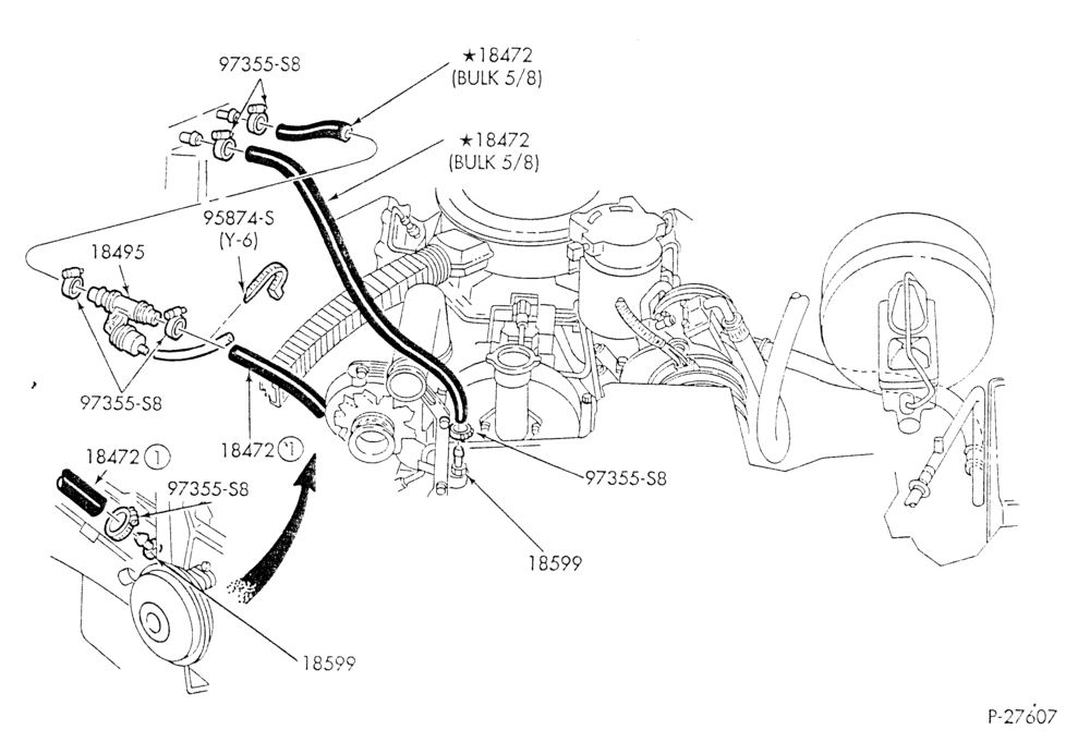 HEATER HOSES & TUBES-8 cyl. - 6.9L - w/A/C - w/o aux. heat-E