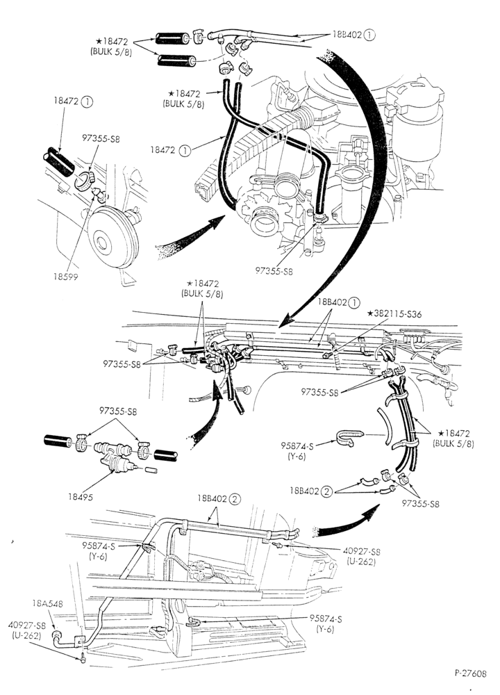 HEATER HOSES & TUBES-8 cyl. - 6.9L - w/o A/C - w/aux. heat-E