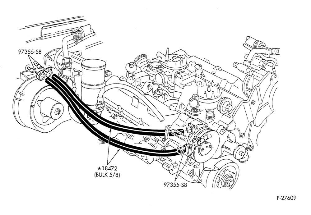 HEATER HOSES & TUBES-8 cyl. - 7.5L - w/A/C-F & U