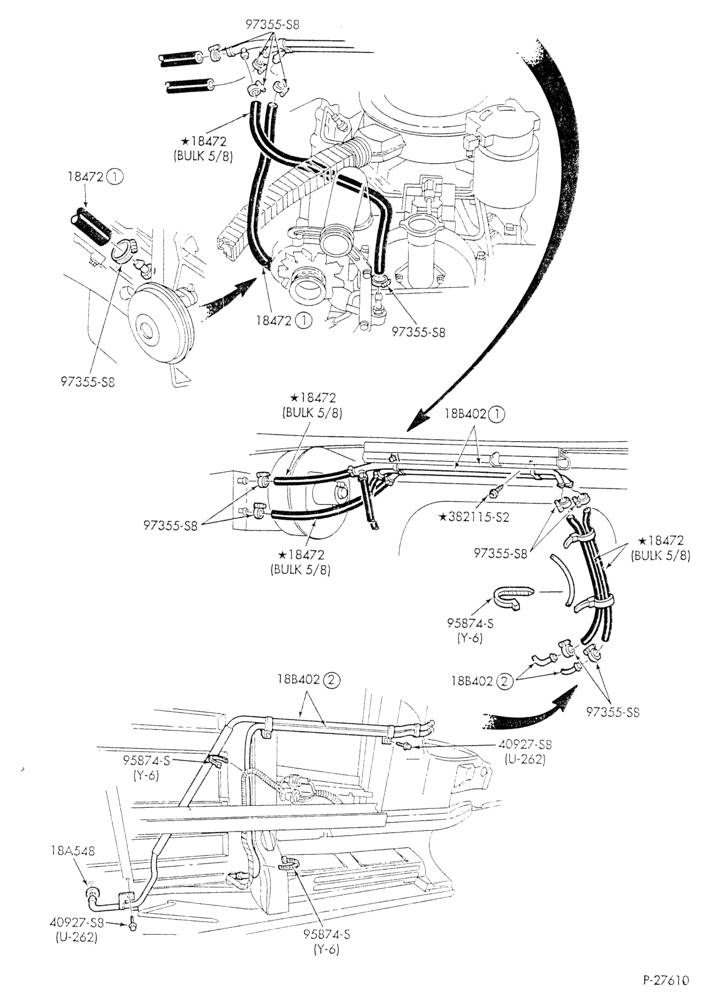 HEATER HOSES & TUBES-8 cyl. - 6.9L - w/A/C - w/aux. heat-E