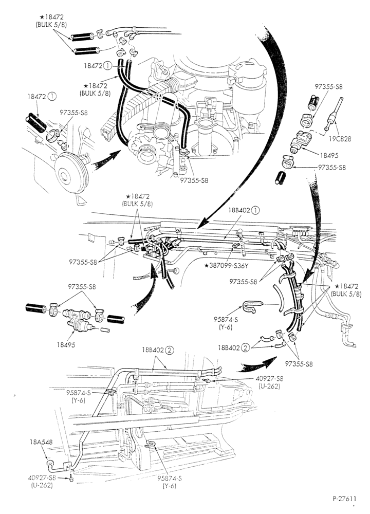 HEATER HOSES & TUBES-8 cyl. - 6.9L - w/aux. A/C - w/aux. heat-E