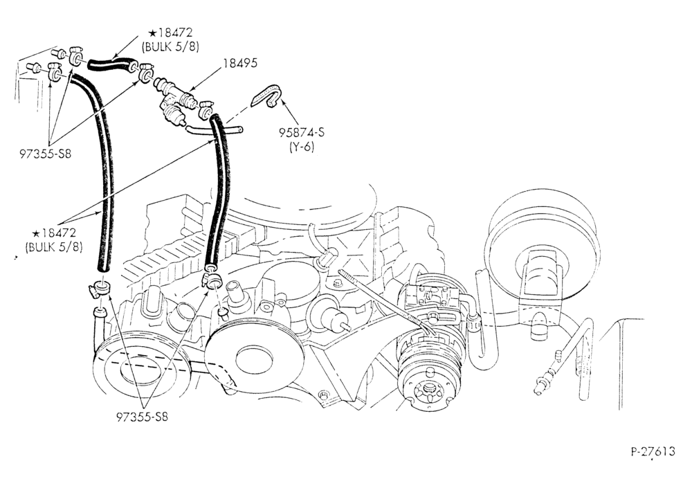HEATER HOSES & TUBES-8 cyl. - 7.5L - w/A/C - w/o aux. heat - exc. California-E