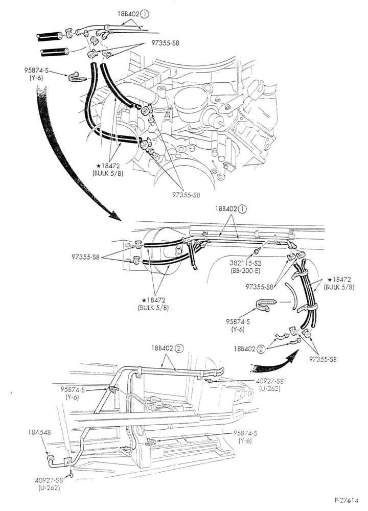 HEATER HOSES & TUBES-8 cyl. - 7.5L - w/o A/C - w/aux. heat - California-E