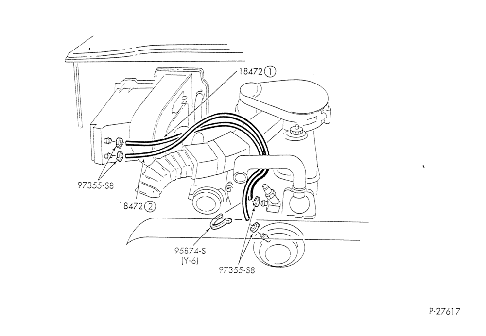 HEATER HOSES & TUBES-6 cyl. - 4.9L - w/o A/C - w/o aux. heat-E