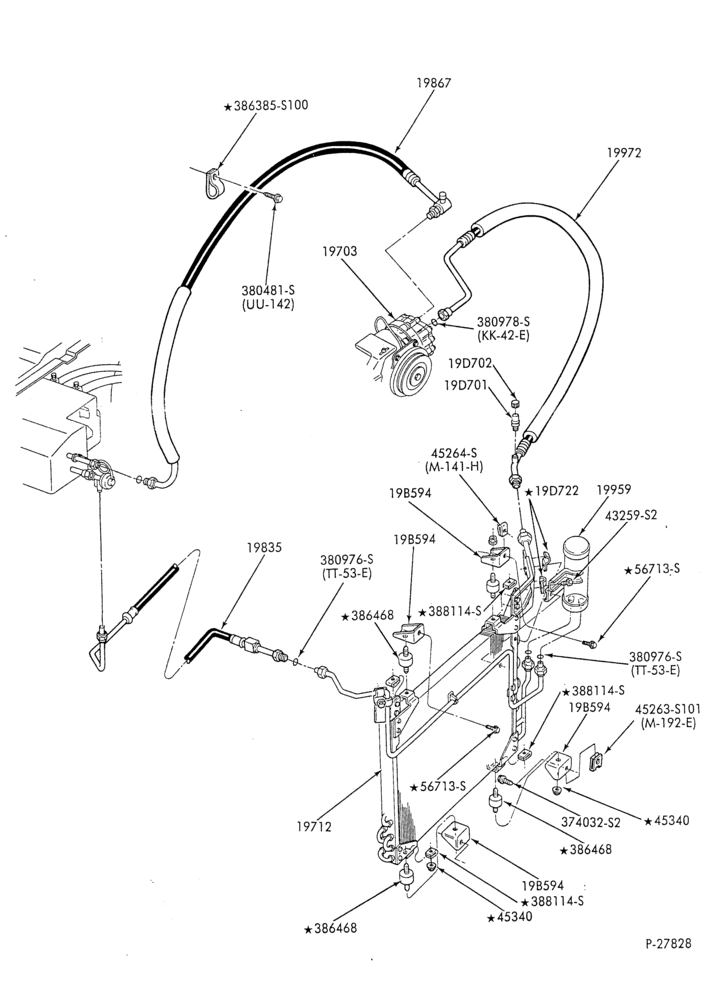 AC HOSES & TUBES-6 cyl. - 4.9L - w/o aux. A/C-E