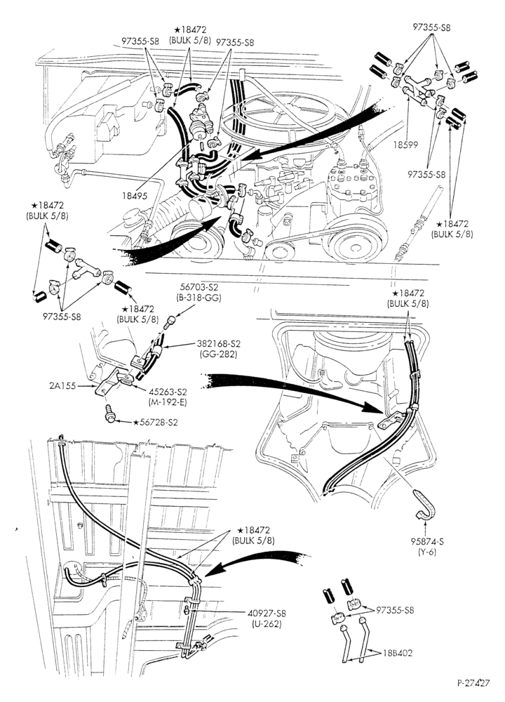 HEATER HOSES & TUBES-8 cyl. - 5.8L - w/A/C - w/aux. heat - California-E