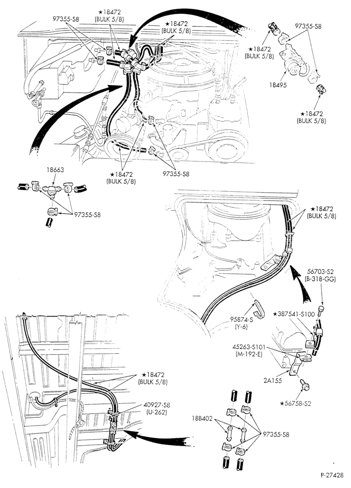 HEATER HOSES & TUBES-8 cyl. - 5.0L - w/A/C - w/aux. heat - exc. California - S.W.B.-E