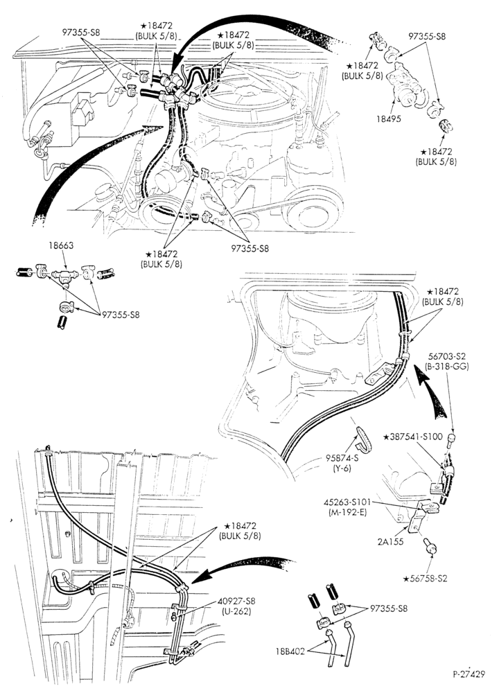 HEATER HOSES & TUBES-8 cyl. - 5.0L - w/A/C - w/aux. heat - exc. California - L.W.B.-E - Page A