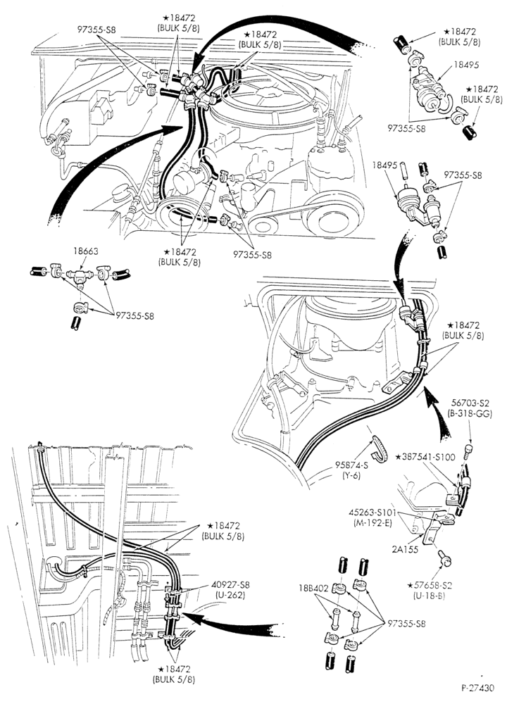 HEATER HOSES & TUBES-8 cyl. - 5.0L - w/aux. A/C - w/aux. heat - exc. California - S.W.B.-E