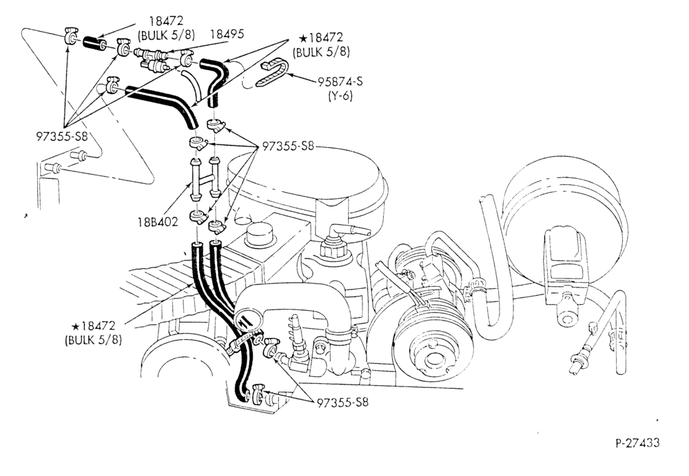 HEATER HOSES & TUBES-6 cyl. - 4.9L - w/A/C - w/o aux. heat-E