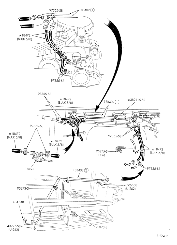 HEATER HOSES & TUBES-6 cyl. - 4.9L - w/A/C - w/aux. heat-E
