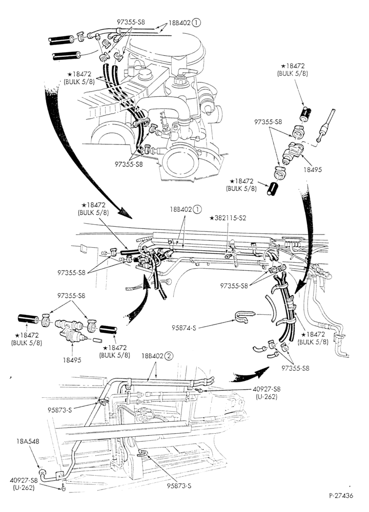 HEATER HOSES & TUBES-6 cyl. - 4.9L - w/aux. A/C - w/aux. heat-E