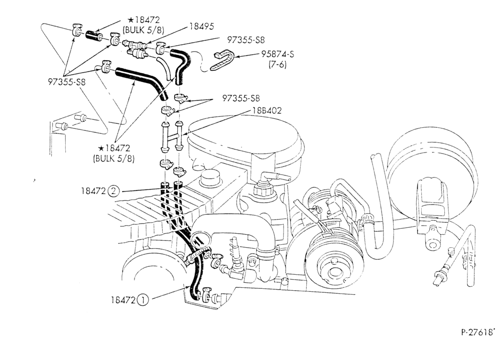 HEATER HOSES & TUBES-6 cyl. - 4.9L - w/A/C - w/o aux. heat-E
