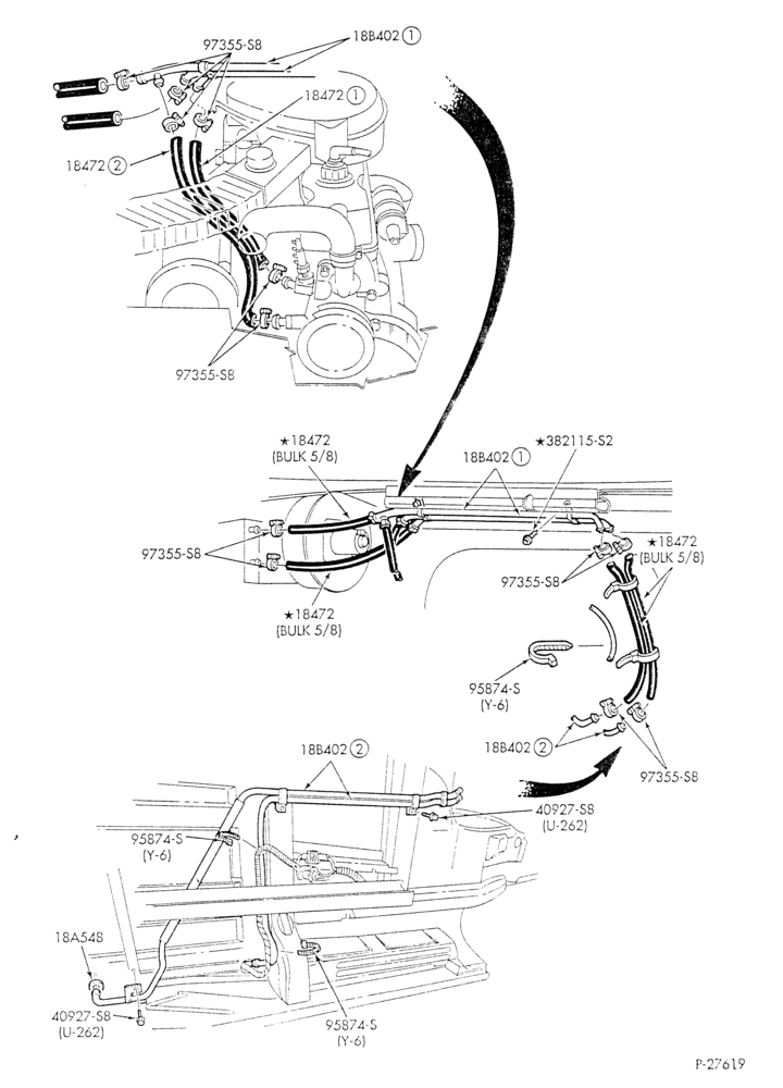 HEATER HOSES & TUBES-6 cyl. - 4.9L - w/o A/C - w/aux. heat-E