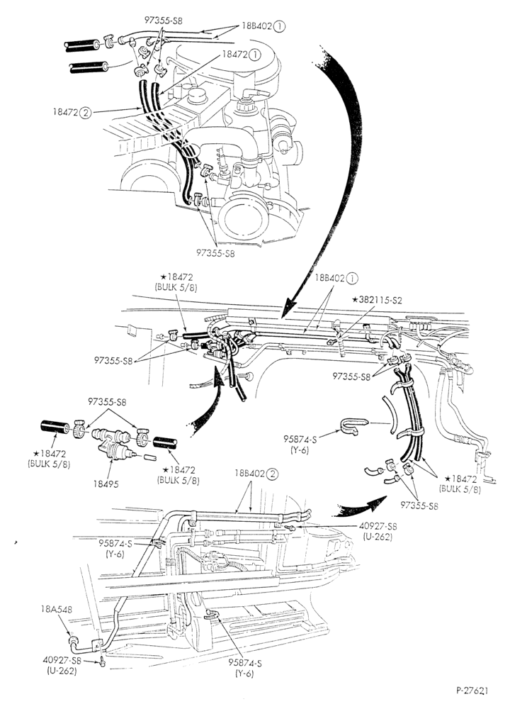 HEATER HOSES & TUBES-6 cyl. - 4.9L - w/aux. A/C - w/aux. heat-E