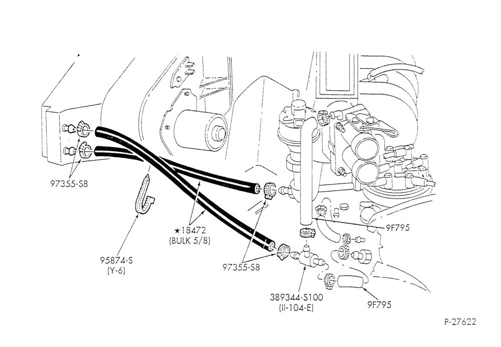 HEATER HOSES & TUBES-8 cyl. - 5.0L - w/o A/C - w/o aux. heat-E