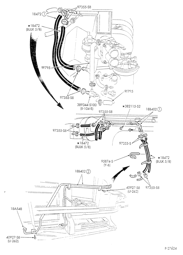 HEATER HOSES & TUBES-8 cyl. - 5.0L - w/o A/C - w/aux. heat-E