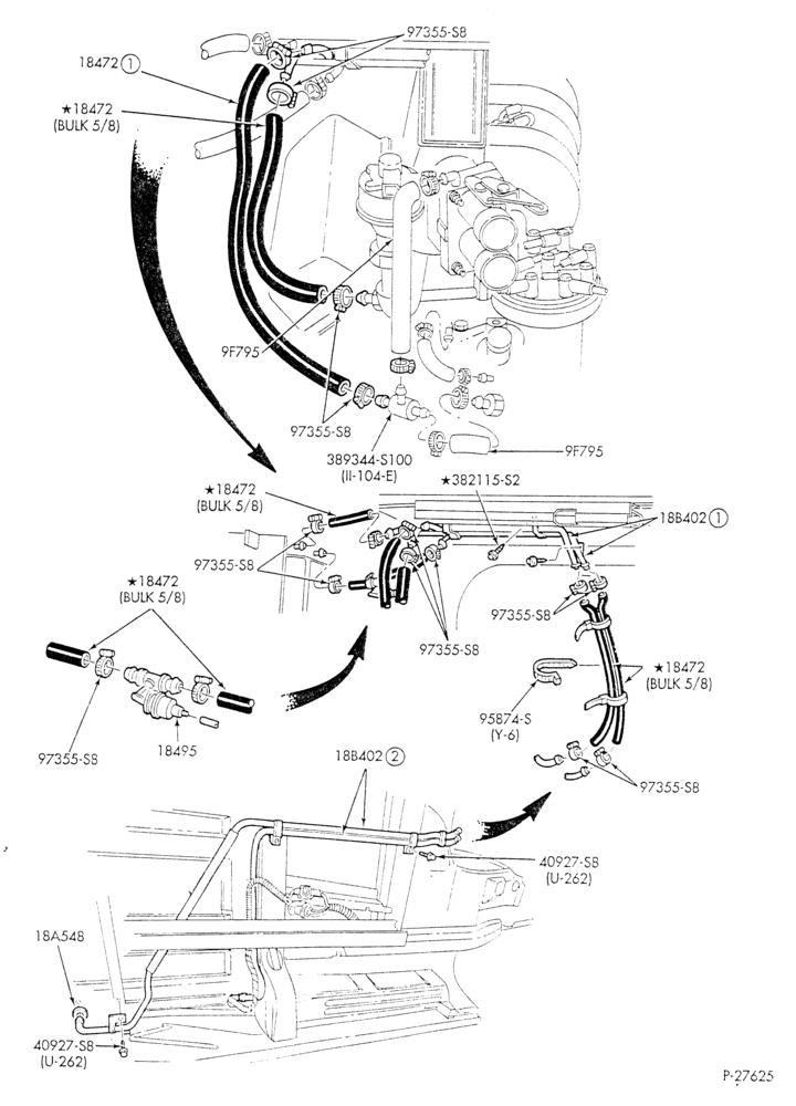 HEATER HOSES & TUBES-8 cyl. - 5.0L - w/A/C - w/aux. heat-E