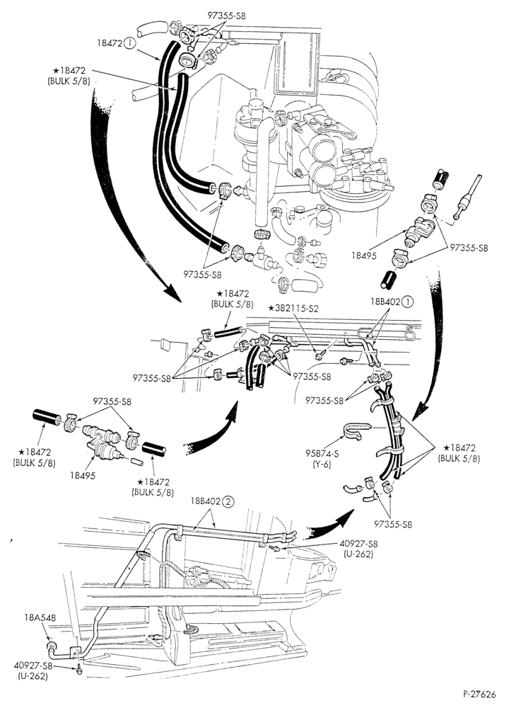 HEATER HOSES & TUBES-8 cyl. - 5.0L - w/aux. A/C - w/aux. heat-E
