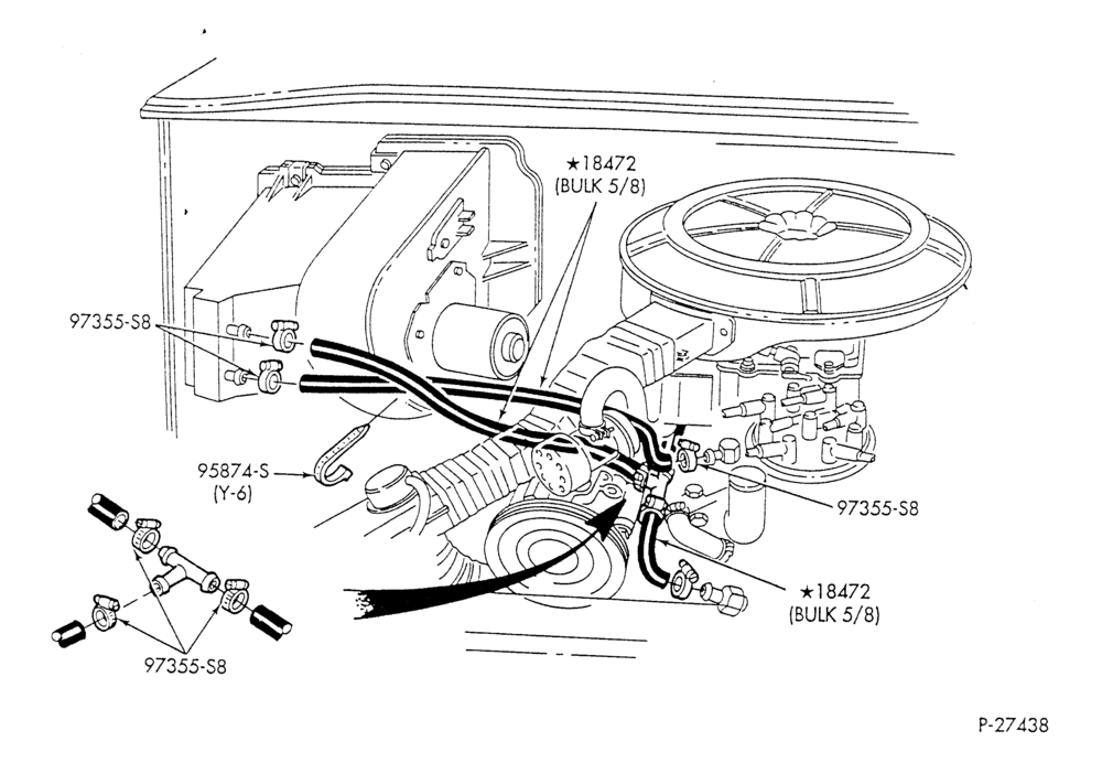 HEATER HOSES & TUBES-8 cyl. - 5.0L - w/o A/C - w/o aux. heat - California-E