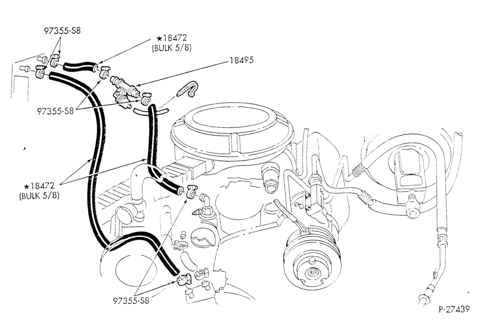 HEATER HOSES & TUBES-8 cyl. - 5.0L - w/A/C - w/o aux. heat - exc. California-E