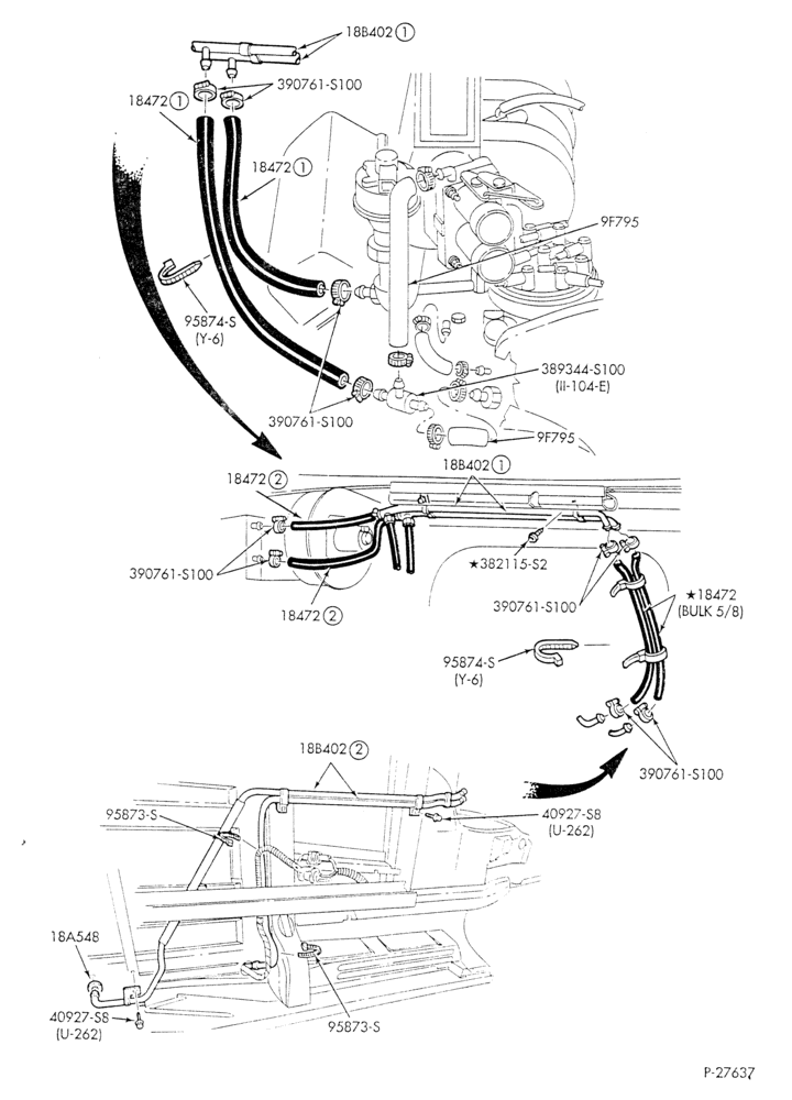 HEATER HOSES & TUBES-8 cyl. - 5.0L - w/o A/C - w/aux. heat-E