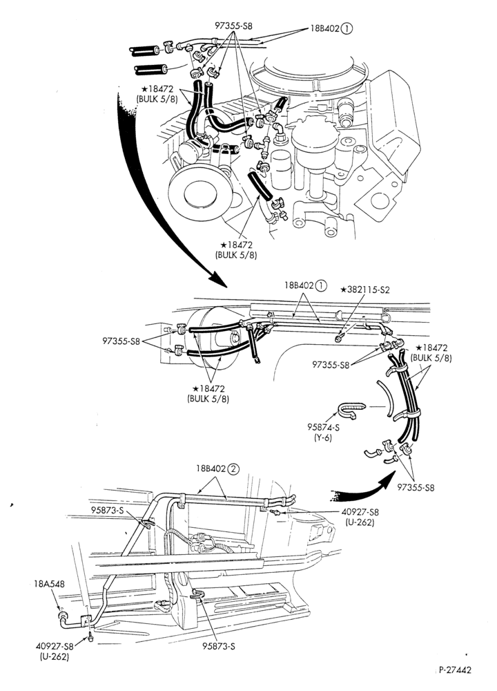 HEATER HOSES & TUBES-8 cyl. - 5.0L - w/o A/C - w/aux. heat - California-E