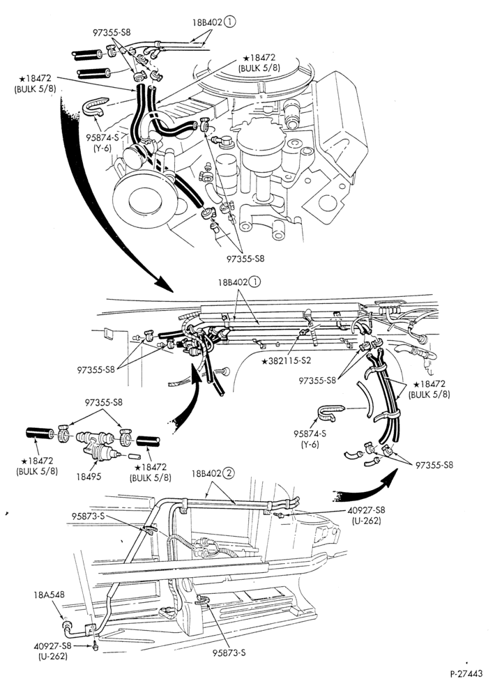 HEATER HOSES & TUBES-8 cyl. - 5.0L - w/A/C - w/aux. heat - exc. California-E