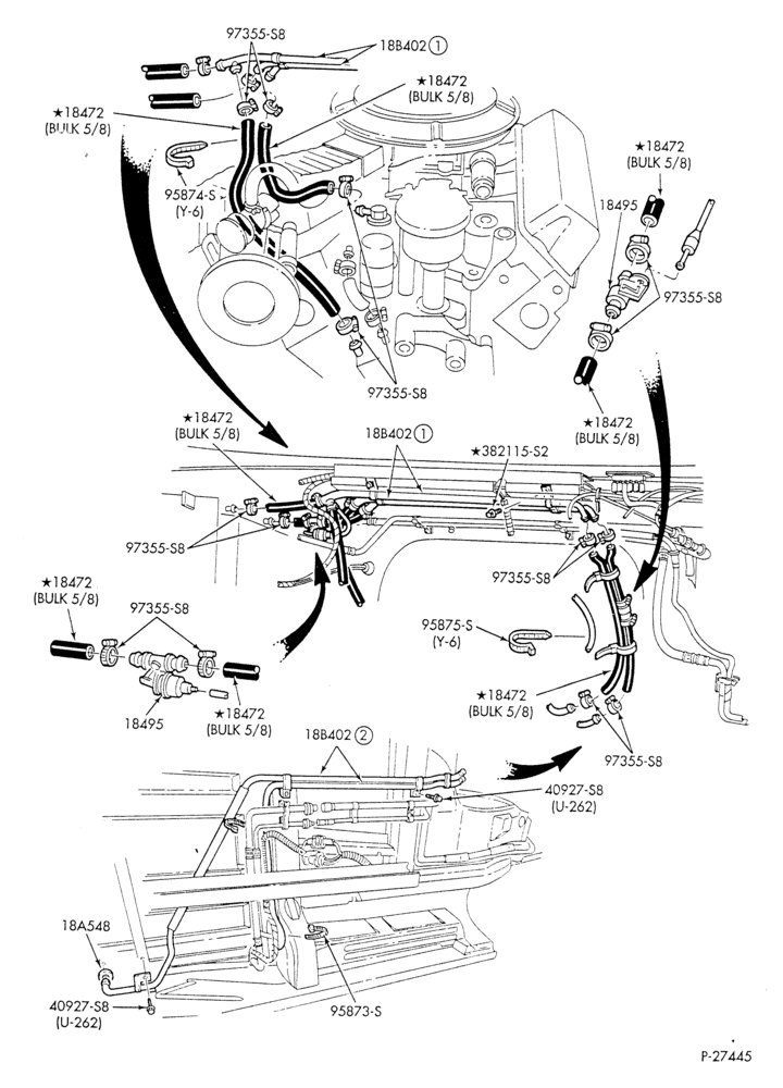 HEATER HOSES & TUBES-8 cyl. - 5.0L - w/aux. A/C - w/aux. heat - exc. California-E