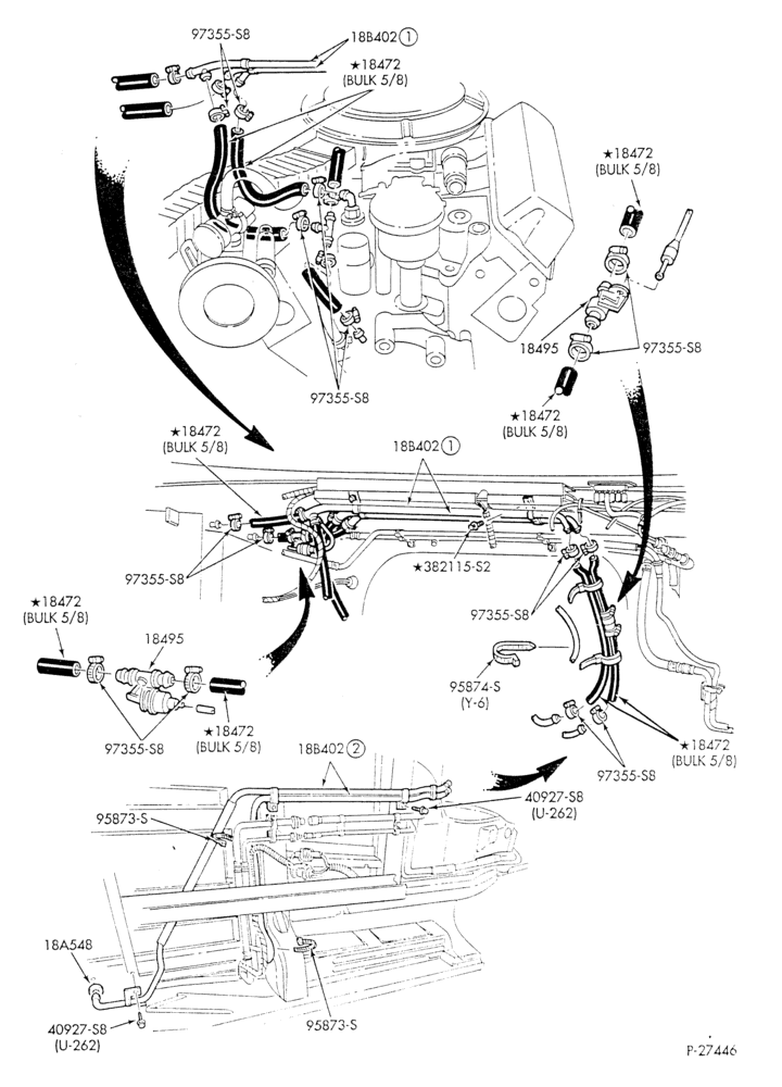 HEATER HOSES & TUBES-8 cyl. - 5.0L - w/aux. A/C - w/aux. heat - California-E