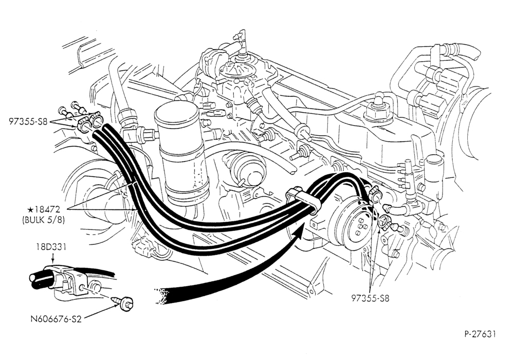 HEATER HOSES & TUBES-6 cyl. - 4.9L - w/A/C - w/o aux. heat-F & U