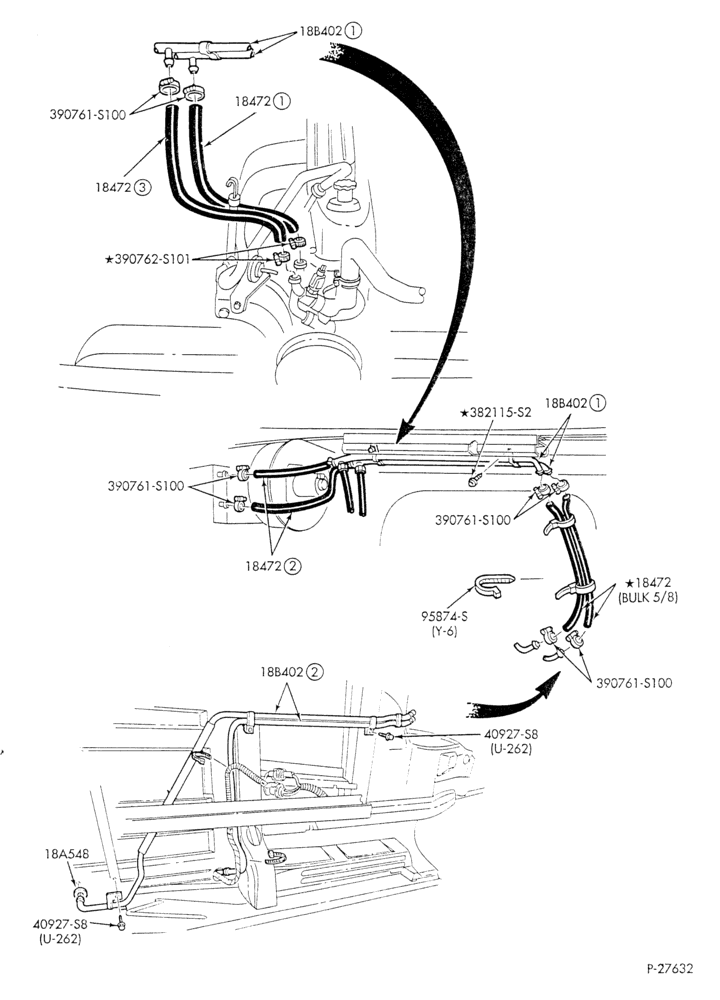HEATER HOSES & TUBES-6 cyl. - 4.9L - w/o A/C - w/aux. heat-E