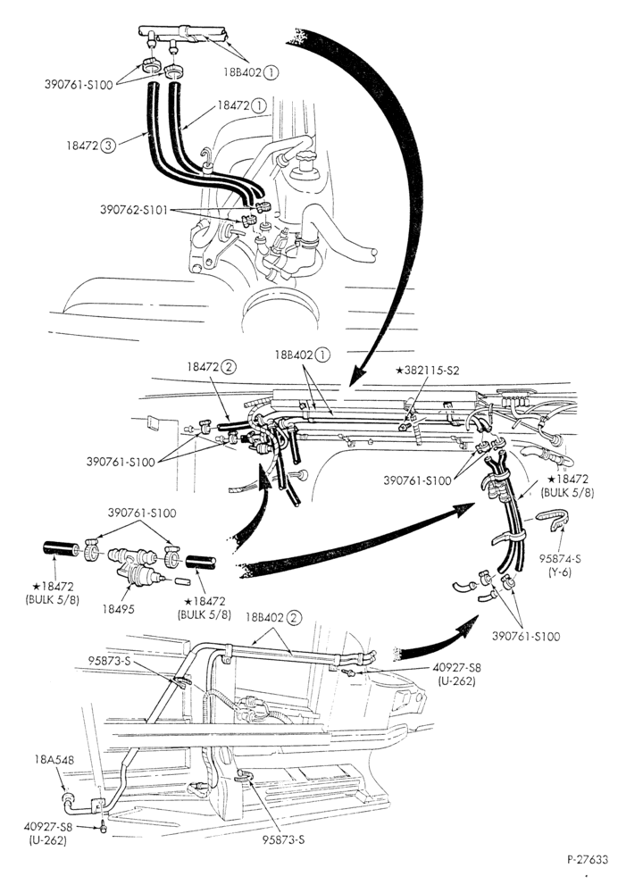 HEATER HOSES & TUBES-6 cyl. - 4.9L - w/A/C - w/o aux. heat-E - Page A