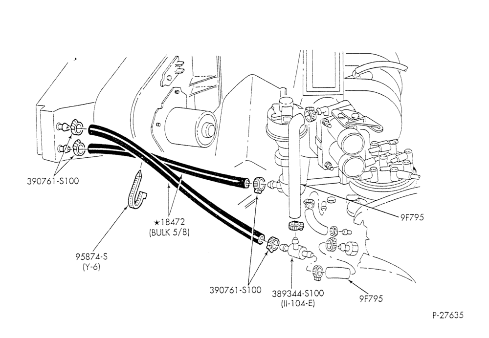HEATER HOSES & TUBES-8 cyl. - 5.0L - w/o A/C - w/o aux. heat-E