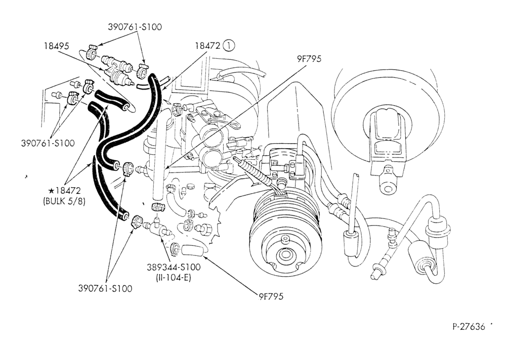 HEATER HOSES & TUBES-8 cyl. - 5.0L - w/A/C - w/o aux. heat-E