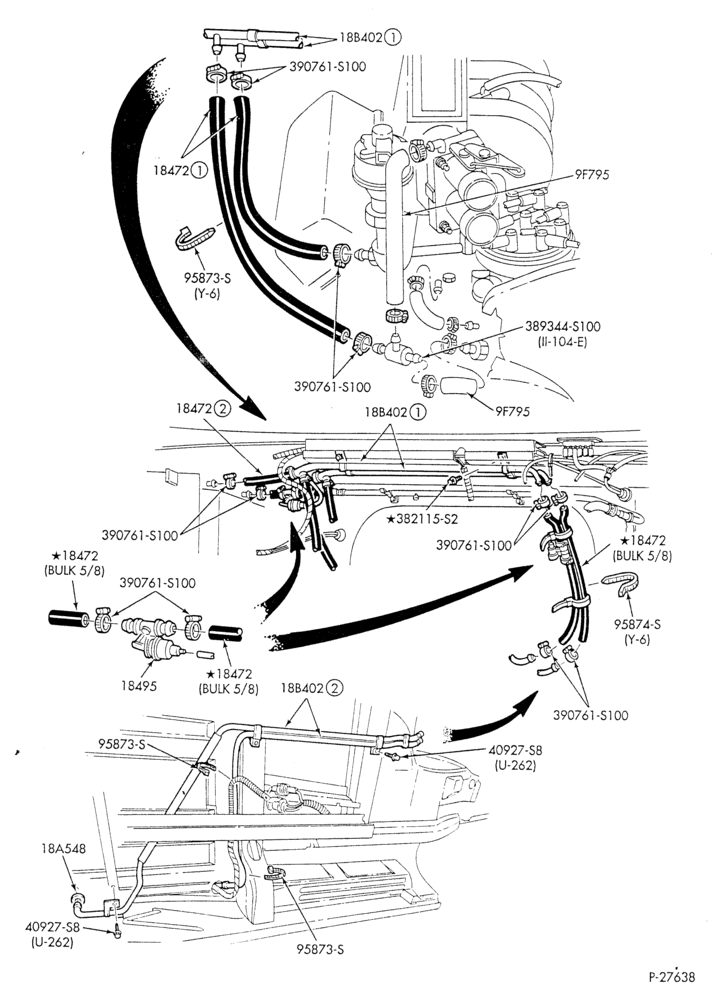 HEATER HOSES & TUBES-8 cyl. - 5.0L - w/A/C - w/aux. heat-E