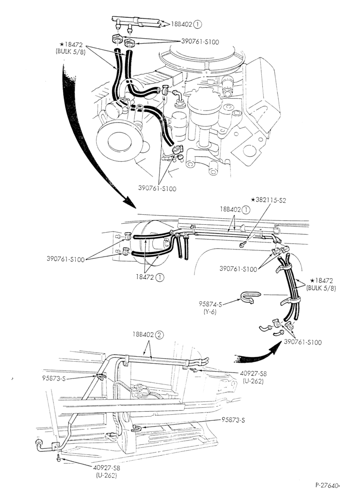 HEATER HOSES & TUBES-8 cyl. - 5.8L - w/o A/C - w/aux. heat-E