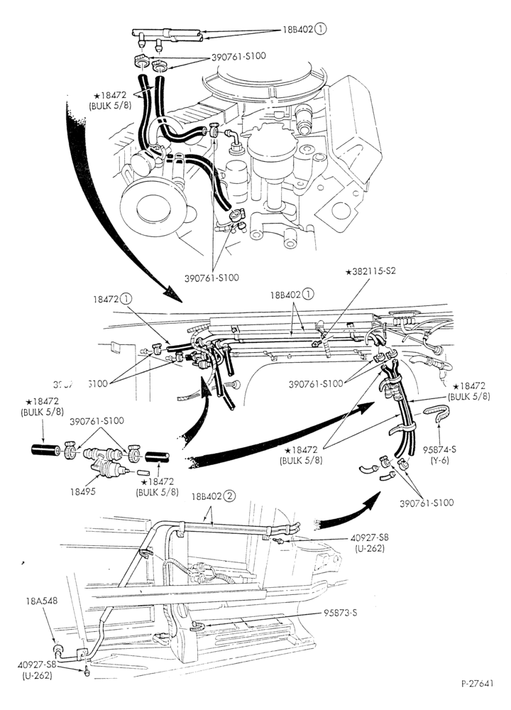 HEATER HOSES & TUBES-8 cyl. - 5.8L - w/A/C - w/aux. heat-E