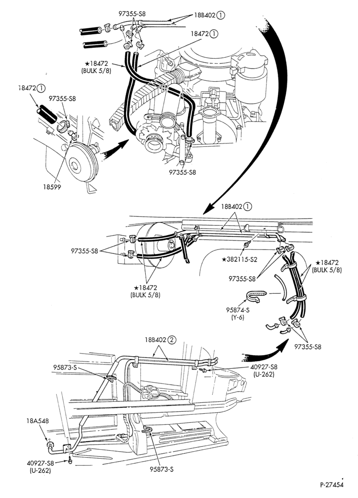 HEATER HOSES & TUBES-8 cyl. - 6.9L - w/A/C - w/aux. heat-E