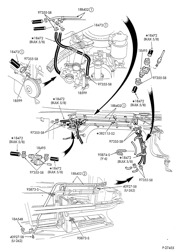 HEATER HOSES & TUBES-8 cyl. - 6.9L - w/aux. A/C - w/aux. heat-E