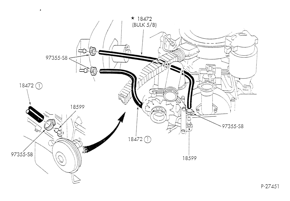 HEATER HOSES & TUBES-8 cyl. - 6.9L - w/o A/C - w/o aux. heat-E