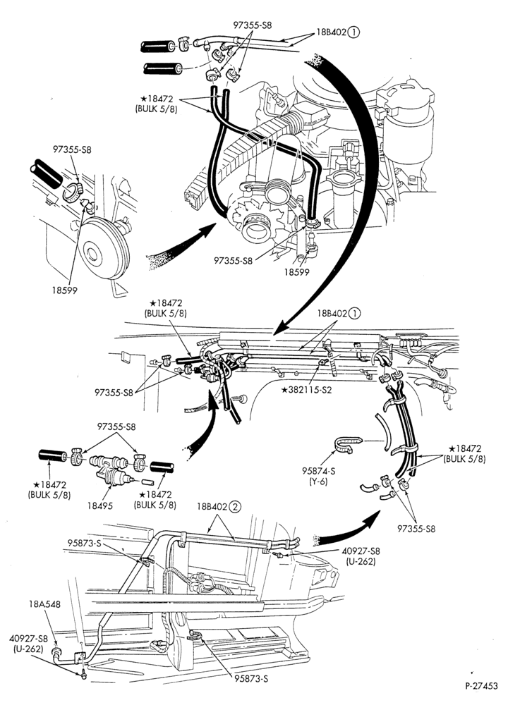 HEATER HOSES & TUBES-8 cyl. - 6.9L - w/o A/C - w/aux. heat-E